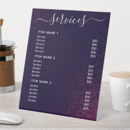 Moderne professionele zakelijke prijslijst reclamebord met voetstuk