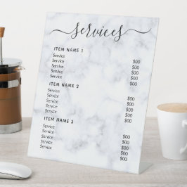 Moderne professionele zakelijke prijslijst reclamebord met voetstuk