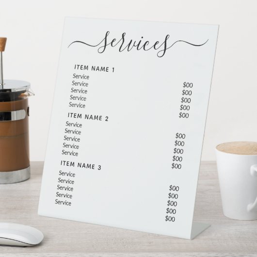 Moderne professionele zakelijke prijslijst reclamebord met voetstuk (Insitu)