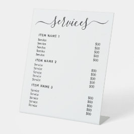 Moderne professionele zakelijke prijslijst reclamebord met voetstuk