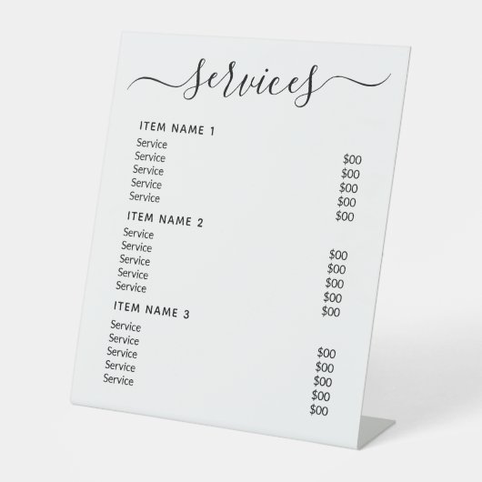 Moderne professionele zakelijke prijslijst reclamebord met voetstuk (Voorkant)