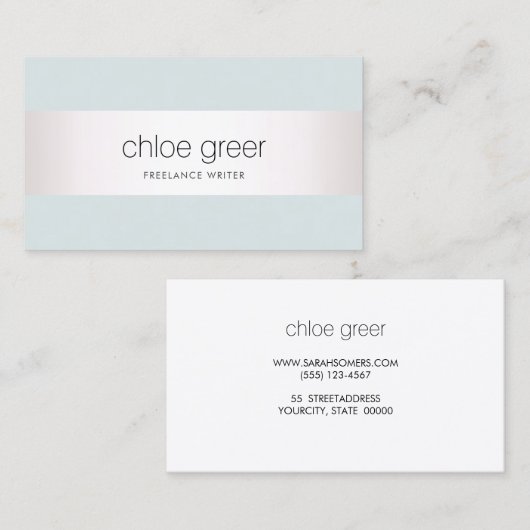 Moderne professionele zilver lichtblauw visitekaartje (Voorkant / Achterkant)