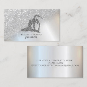 Moderne professionele zilveren bokeh glitter yogam visitekaartje
