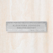 Moderne professionele zilveren glitter marmer deurbordje (Voorkant)