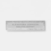 Moderne professionele zilveren glitter marmer deurbordje (Voorkant)