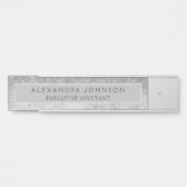 Moderne professionele zilveren glitter marmer deurbordje (Voorkant)