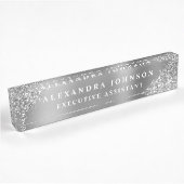 Moderne Professionele Zilveren Sparkle Glitter Naambordje