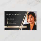 Moderne Professionele Zwart & Beige Realtor Foto Visitekaartje (Voorkant)