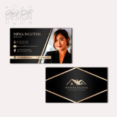 Moderne Professionele Zwart & Beige Realtor Foto Visitekaartje