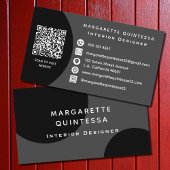 Moderne Professionele Zwart-Wit QR Code Eenvoudig Visitekaartje