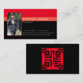 Moderne professionele zwarte en rode foto visitekaartje (Voorkant / Achterkant)