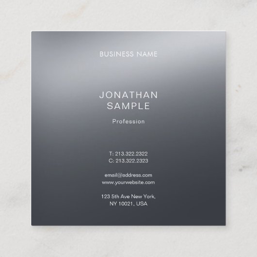 Moderne, professionele zwarte en witte legante vle vierkante visitekaartje (Achterkant)