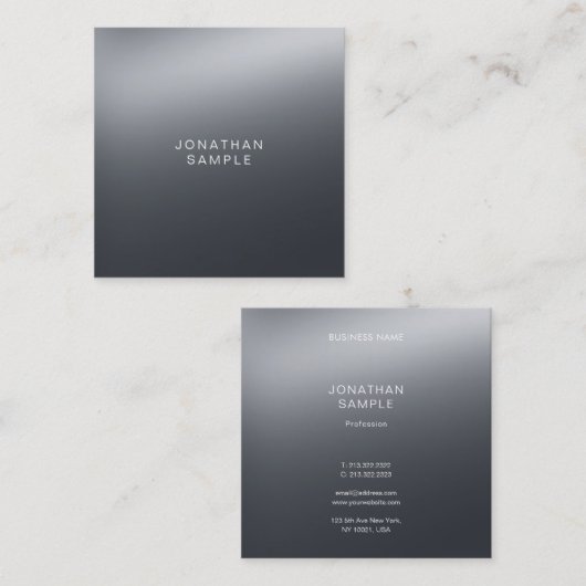 Moderne, professionele zwarte en witte legante vle vierkante visitekaartje (Voorkant / Achterkant)