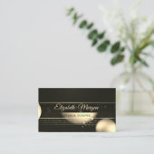 Moderne professionele, zwarte, gouden strepen Stip Visitekaartje (Staand voorkant)