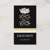 Moderne professionele zwarte goudlotus visitekaartje (Voorkant)