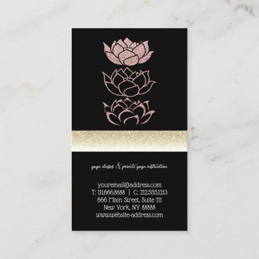 Moderne professionele zwarte goudlotus visitekaartje (Achterkant)