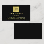 Moderne professionele zwarte goudmonogram visitekaartje (Voorkant / Achterkant)