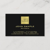 Moderne professionele zwarte goudmonogram visitekaartje (Voorkant)