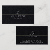 Moderne professionele zwarte goudmonogram visitekaartje (Voorkant / Achterkant)