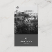 Moderne professionele zwarte grijze monogram visitekaartje (Voorkant)