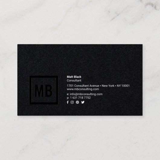 Moderne professionele zwarte kraft eenvoudig elega visitekaartje (Achterkant)