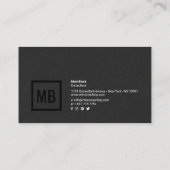 Moderne professionele zwarte textuur eenvoudige el visitekaartje (Achterkant)