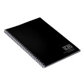 Moderne Professionele Zwarte Witte Monogram Initia Notitieboek (Rechterzijde)