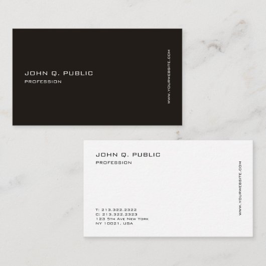 Moderne professionele zwarte witte Sjabloon Visitekaartje (Voorkant / Achterkant)
