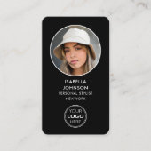 Moderne profielfoto Logo QR Code Zwart Wit Visitekaartje (Voorkant)