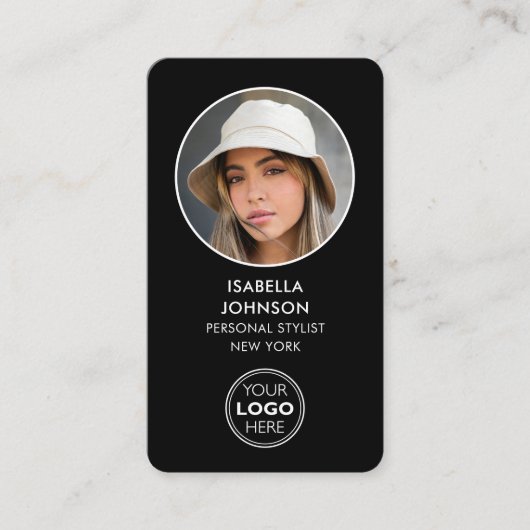 Moderne profielfoto Logo QR Code Zwart Wit Visitekaartje (Voorkant)