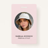 Moderne profielfoto QR Blush Roze ID Beveiliging Badge (Voorkant)