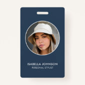 Moderne profielfoto QR Slate Blue ID Beveiliging Badge (Voorkant)