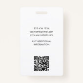 Moderne profielfoto QR Slate Blue ID Beveiliging Badge (Achterkant)