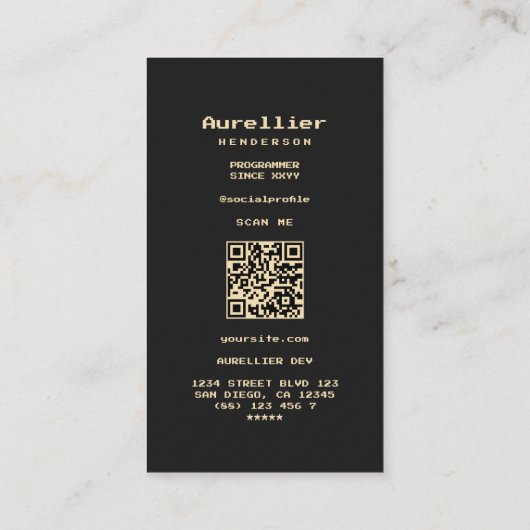 Moderne Programmeur Coder Software Binair Zwart Go Visitekaartje (Achterkant)