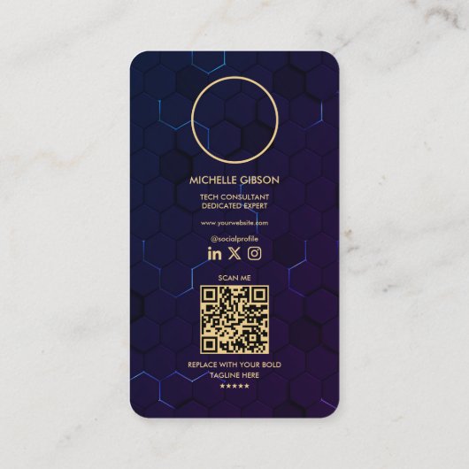 Moderne Programmeur Cybersecurity Midnight Blue Visitekaartje (Achterkant)