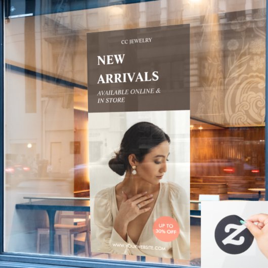 Moderne promotie Foto Brown Business Adds Raamsticker (Cafe Raam)