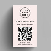 Moderne Promotie Logo QR Code Roze Visitekaartje