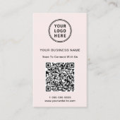 Moderne Promotionele Logo QR Code Roze Visitekaartje (Voorkant)