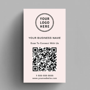 Moderne Promotionele Logo QR Code Roze Visitekaartje