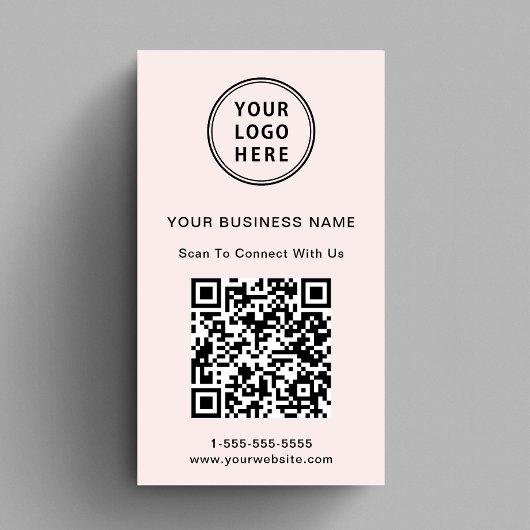 Moderne Promotionele Logo QR Code Roze Visitekaartje