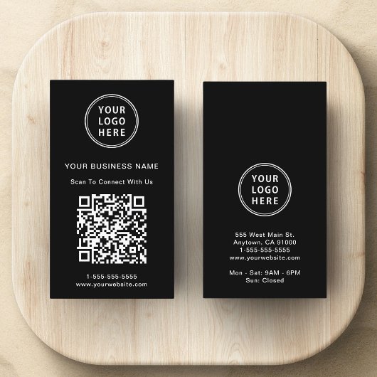 Moderne promotionele Logo QR-code zwart Visitekaartje
