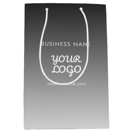 Moderne promotionele Logo & tekst | Bewerkbare kle Medium Cadeauzakje (Voorkant)