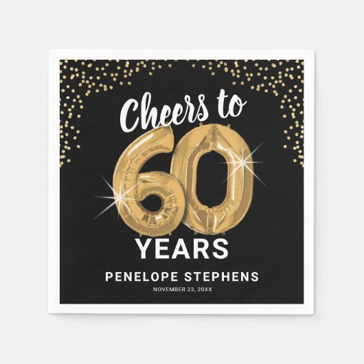 Moderne Proost 60 jaar Volwassen Verjaardagsservet Servet (Voorkant)