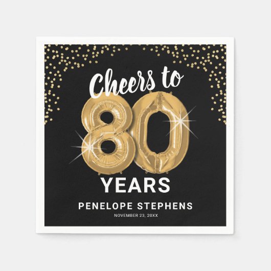 Moderne Proost 80 jaar Volwassen Verjaardagsservet Servet (Voorkant)