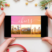 Moderne Proost Foto Roze Feestdagenkaart