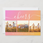 Moderne Proost Foto Roze Feestdagenkaart (Voorkant)