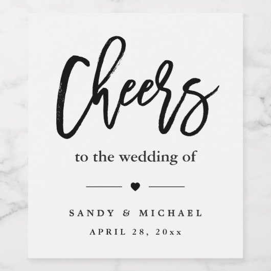 Moderne Proost Kalligrafie Script Bruiloft Favor Wijn Etiket (Enkel label)