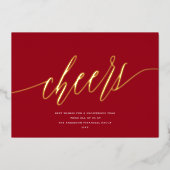 Moderne proost niet-foto bedrijf diep rood goud folie feestdagenkaart (Voorkant)