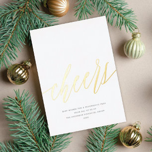 Moderne Proost Niet-Foto Zakelijk Gouden Kerstmis Folie Feestdagenkaart
