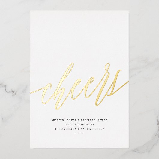 Moderne Proost Niet-Foto Zakelijk Gouden Kerstmis Folie Feestdagenkaart (Voorkant)